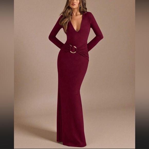 Elegant BurgundyMaxi Dress